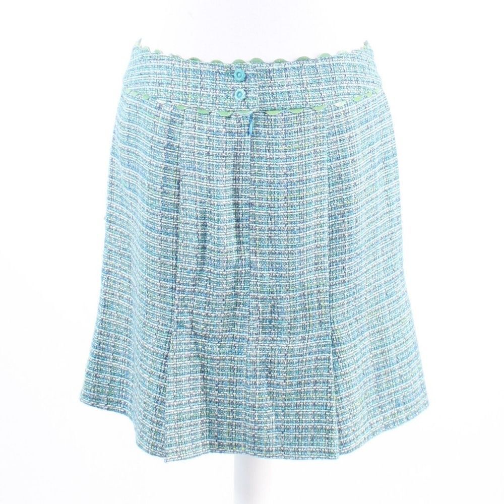 Blue green ivory NANETTE LEPORE pleated skirt 8